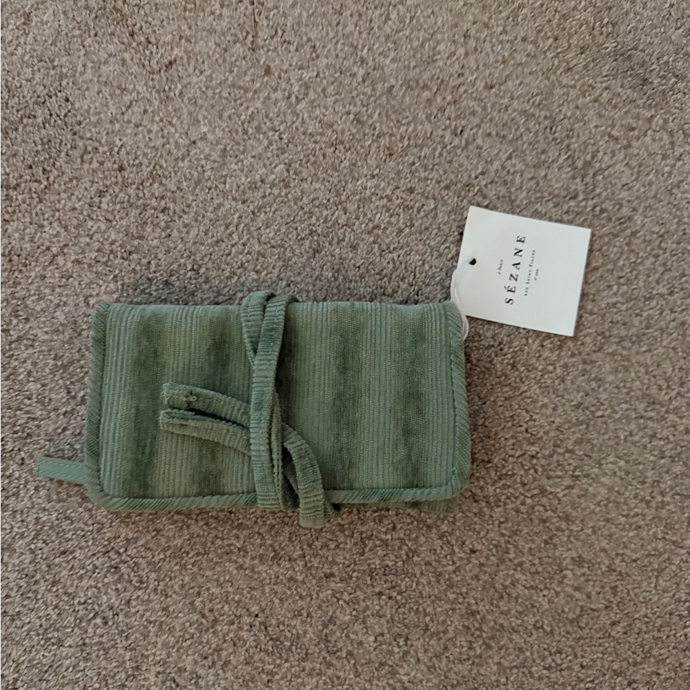 Sézane Green Corduroy jewelry Travel Pouch